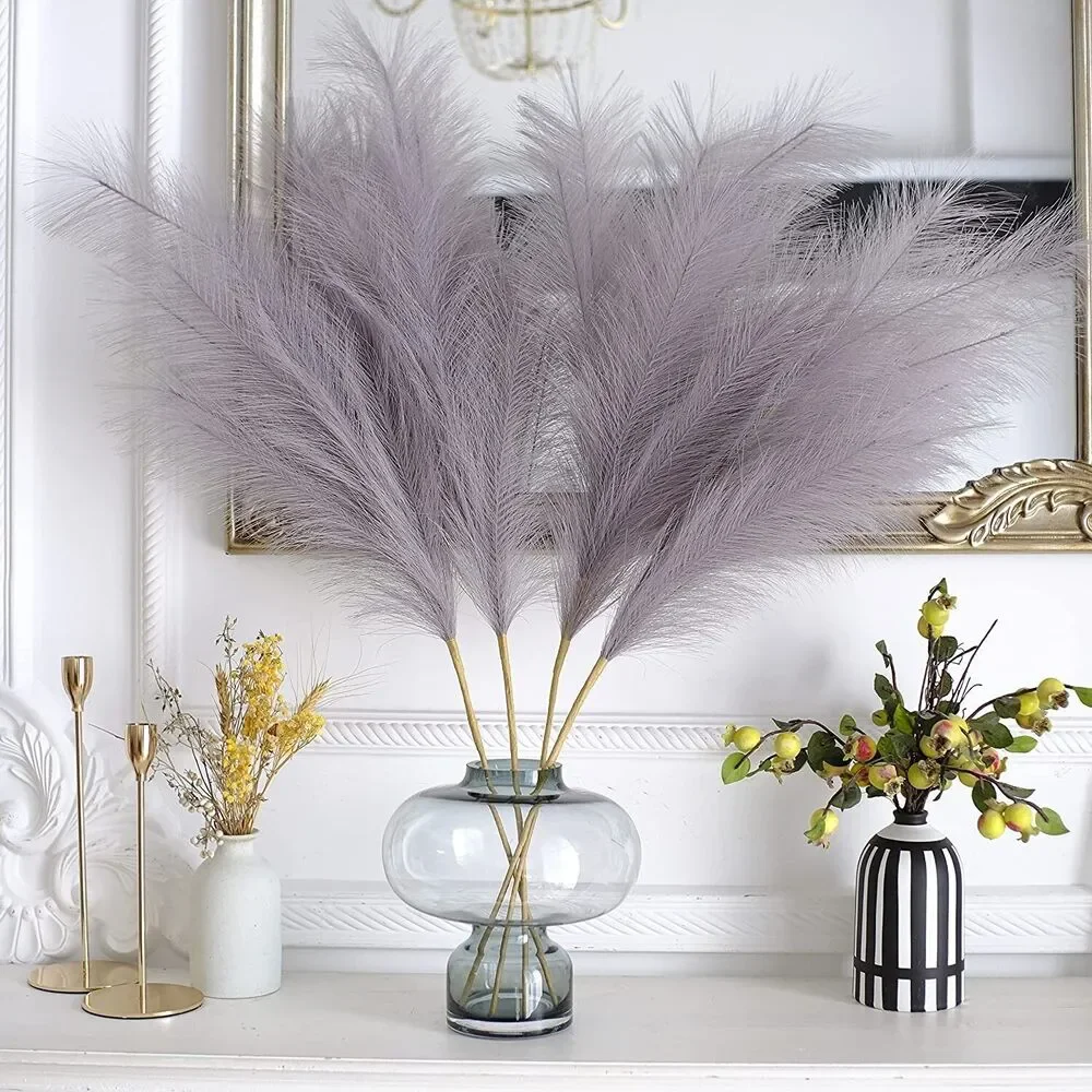 Set of 4 Gray Long Pampass Grass Branches 35'' Artificial Pampas Grass